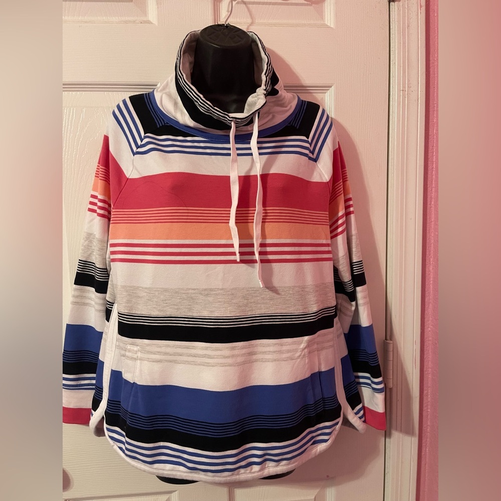 T by Talbots Women’s  Multicolor Striped Cowl Neck Top. Size L